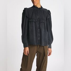 Isabel Marant Étoile Ruffled Blouse – Charcoal Grey | Size 38